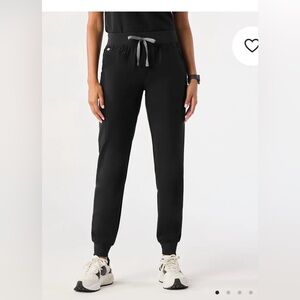 Figs Zamora Black Women's Jogger Pants with Gray Drawstring